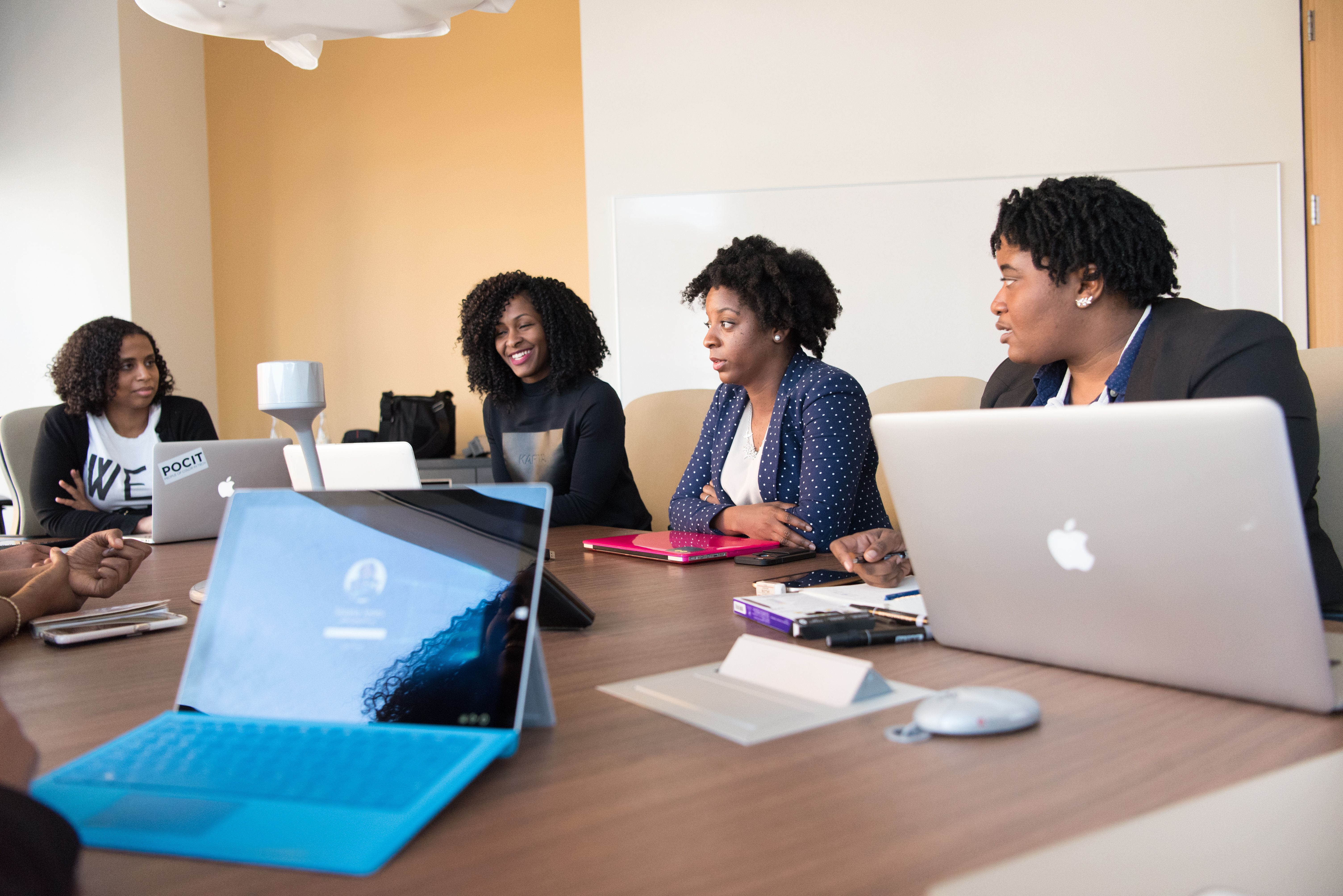 A leadership team in a working session